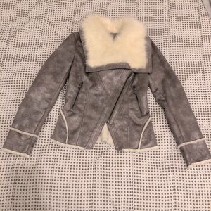 Guess Faux-Leather Coat with Asymmetrical Hem